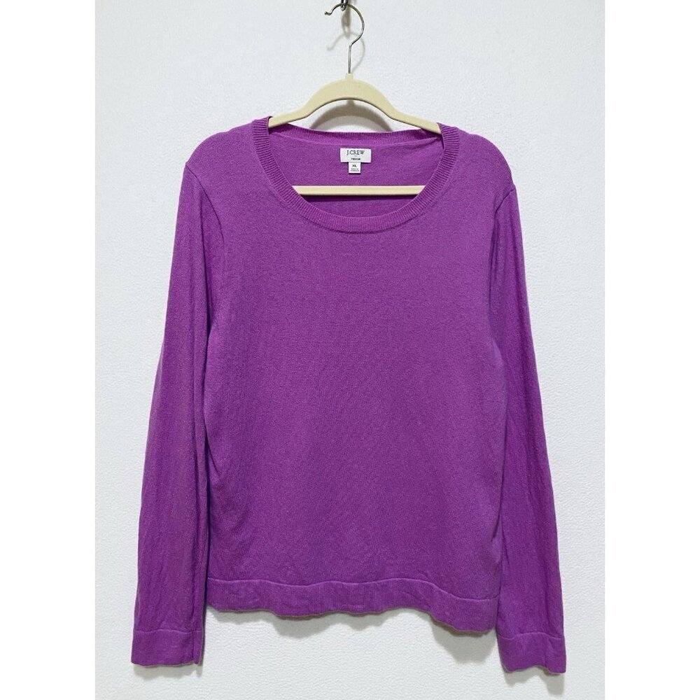 J Crew Teddie Sweater Womens XL Barbie Pink Cotton Merino Wool Cozy Comfy Preppy